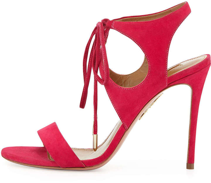 Stuart Weitzman Aquazzura Colette Suede Ankle Tie Sandal Hot Pink, $750 ...