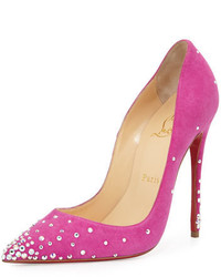 Christian Louboutin Degrastrass Suede 100mm Red Sole Pump Indian Rose