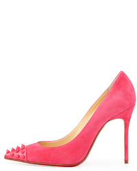 Christian Louboutin Geo Spike Point Toe Red Sole Pump Pink