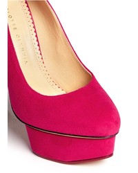 Charlotte Olympia Hot Dolly Chili Anklet Suede Pumps