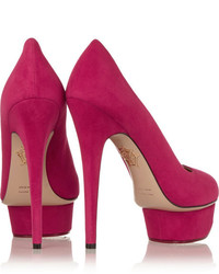 Charlotte Olympia Hot Dolly Embellished Suede Pumps