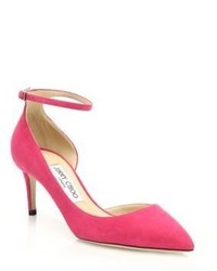 Jimmy Choo Lucy 65 Suede Dorsay Ankle Strap Pumps