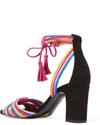 Tabitha Simmons Jamie Knotted Suede Sandals Fuchsia