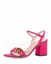 Gucci Marmont Suede 75mm Sandal Pink