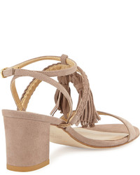 Stuart Weitzman Tasselmania Suede City Sandal