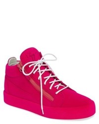 Hot Pink Suede Sneakers
