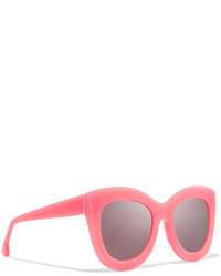 Alice + Olivia Alice Olivia Madison Square Frame Acetate Mirrored Sunglasses Pink