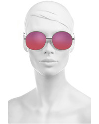 Illesteva Alina Round Frame Metal Mirrored Sunglasses