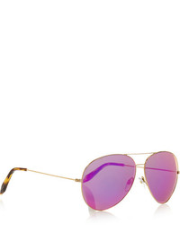 Victoria Beckham Classic Aviator Style Metal And Acetate Sunglasses