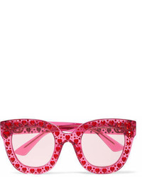 Gucci Crystal Embellished Square Frame Acetate Sunglasses Bubblegum