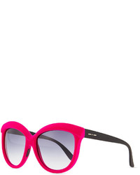 Italia Independent I Plastic Velvet Textured Enhanced Brow Striped Mirror Sunglasses