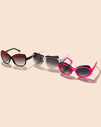 Courreges Plastic Oval Sunglasses With Curved Brow Pinkblack