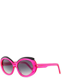 Courreges Plastic Oval Sunglasses With Curved Brow Pinkblack