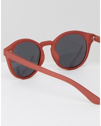 Asos Round Sunglasses In Matte Pink