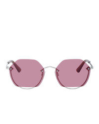 McQ Alexander McQueen Silver Round Semi Rimless Sunglasses