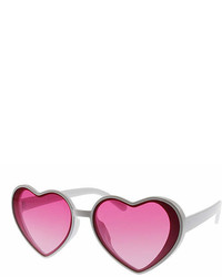 White Hot Pink Heart Sunglasses