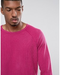 Asos Relaxed Fit Sweater In Pink With Acid Wash