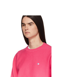 Champion Reverse Weave Pink Logo Sweatshirt