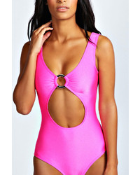 Boohoo Rio Ring Detail Cut Out Swimsuit