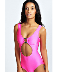 Boohoo Rio Ring Detail Cut Out Swimsuit