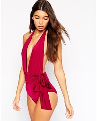 Asos Collection Belted Plunge Swimsuit