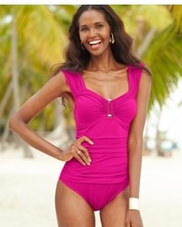 Kenneth Cole Ruched Hardware One Piece Swimsuit Swimsuit