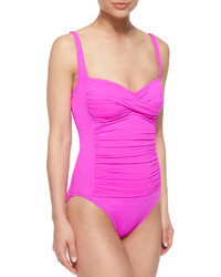 LaBlanca La Blanca Core Ruched Center One Piece Swimsuit Bright Pink