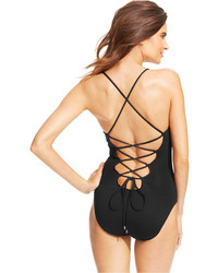 Polo Ralph Lauren Lace Up Back One Piece Swimsuit