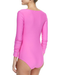 Cover Long Sleeve One Piece Ballet Swimsuit Pink