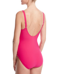 Profile By Gottex Waterfall Ruched One Piece Swimsuit Pink