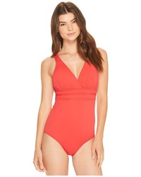 Athena Solid Crisscross One Piece Swimsuits One Piece