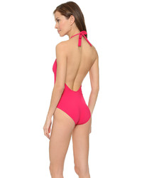 Tory Burch Solid Logo One Piece Swimsuit