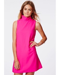 Missguided Callie Roll Neck Shift Dress Hot Pink