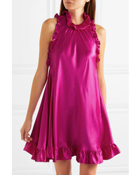 Les Rêveries Ruffled Silk Satin Mini Dress