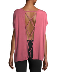 Beyond Yoga Back Out Strappy Short Sleeve Tee
