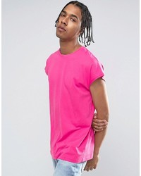 Asos Longline T Shirt In Oversized Fit In Pink