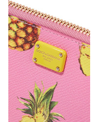 Dolce & Gabbana Printed Textured Leather Pouch Pink