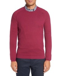 Hot Pink Textured Crew-neck Sweater