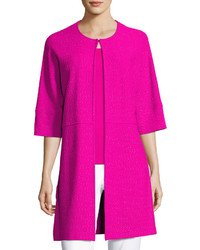 St. John Collection Ribbon Textured Knit Dolman Jacket Pink