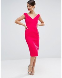 Hot Pink Textured Sheath Dress