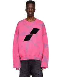 Hot Pink Tie-Dye Crew-neck Sweater