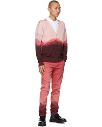 Alexander McQueen Pink Burgundy Denim Dip Dye Washed Jeans
