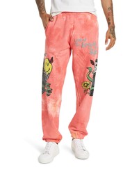 MARKET Smiley Look At The Bright Side Tie Dye Cotton Sweatpants In Pink Tie Dye At Nordstrom