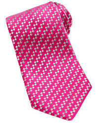 Charvet Diagonal Squares Pattern Tie Pinkwhite