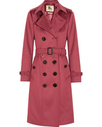 Burberry Brushed Cashmere Trench Coat Pink