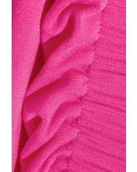 Preen Line Georgia Ruffled Stretch Jersey Turtleneck Top Bright Pink