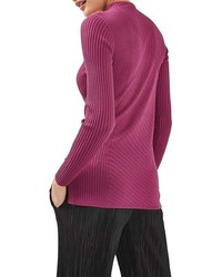 Topshop Mixed Ribbed Funnel Neck Sweater