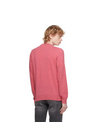 Comme Des Garcons Play Pink Double Heart V Neck Sweater