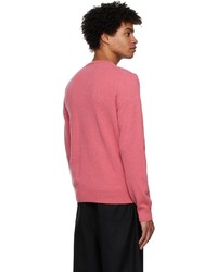 Comme Des Garcons Play Pink Layered Double Heart V Neck Sweater