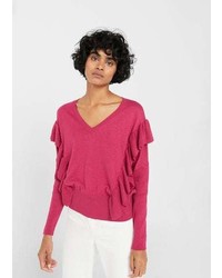 Mango Ruffled Cotton Sweater